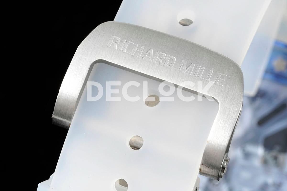 Replica Richard Mille RM 012-01 Tourbillon Blue Sapphire on Transparent Rubber Strap | Declock.