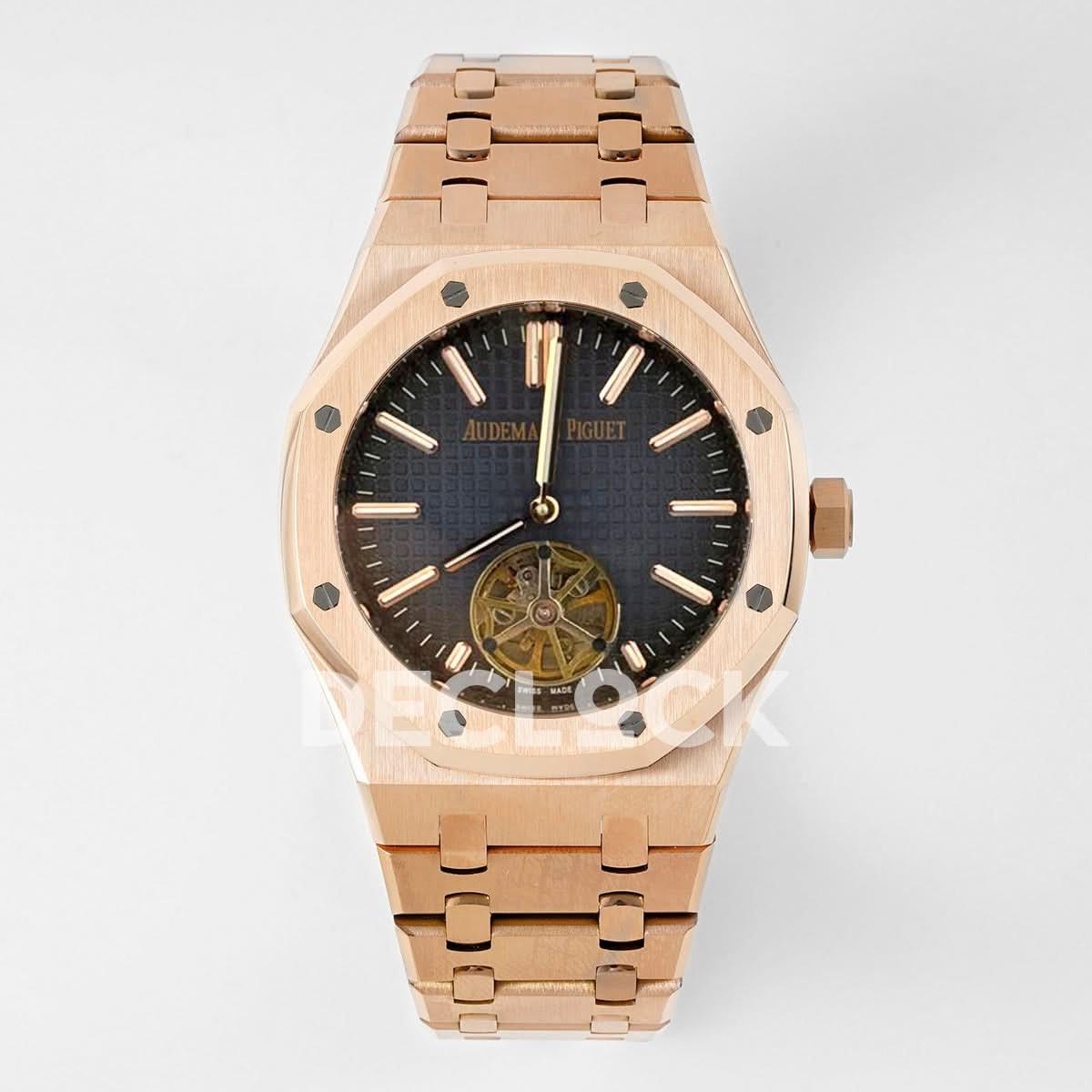 Replica Audemars Pigeut Royal Oak Tourbillon Extra-Thin Blue Dial in RG | Declock.