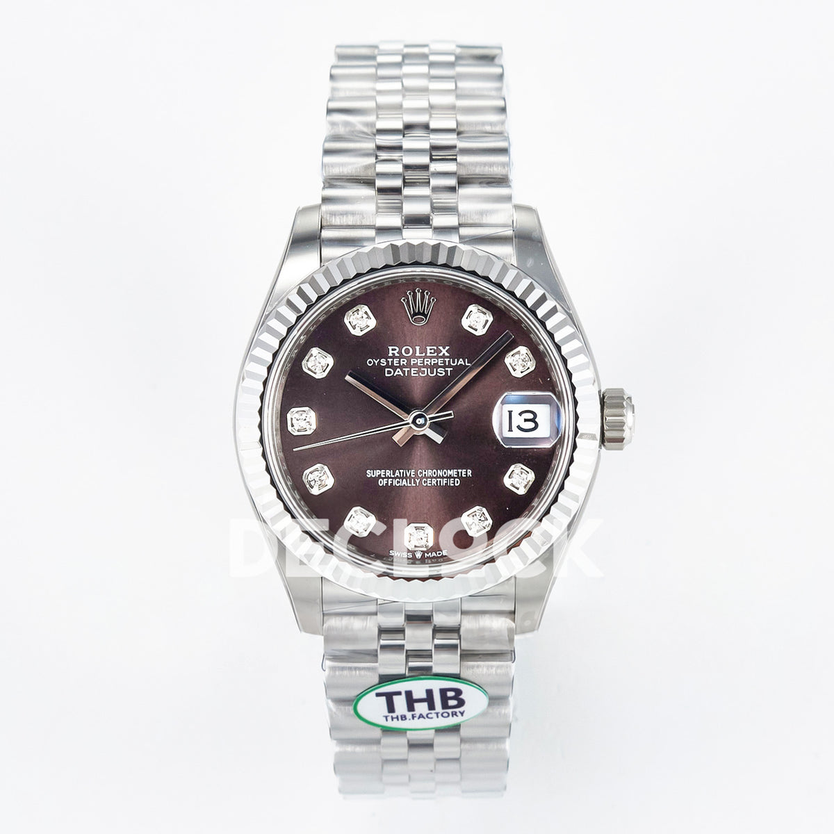 Rolex Datejust 31mm 278274 Brown Gem-Set Dial Steel Jubilee THBF HZ2236 - front view