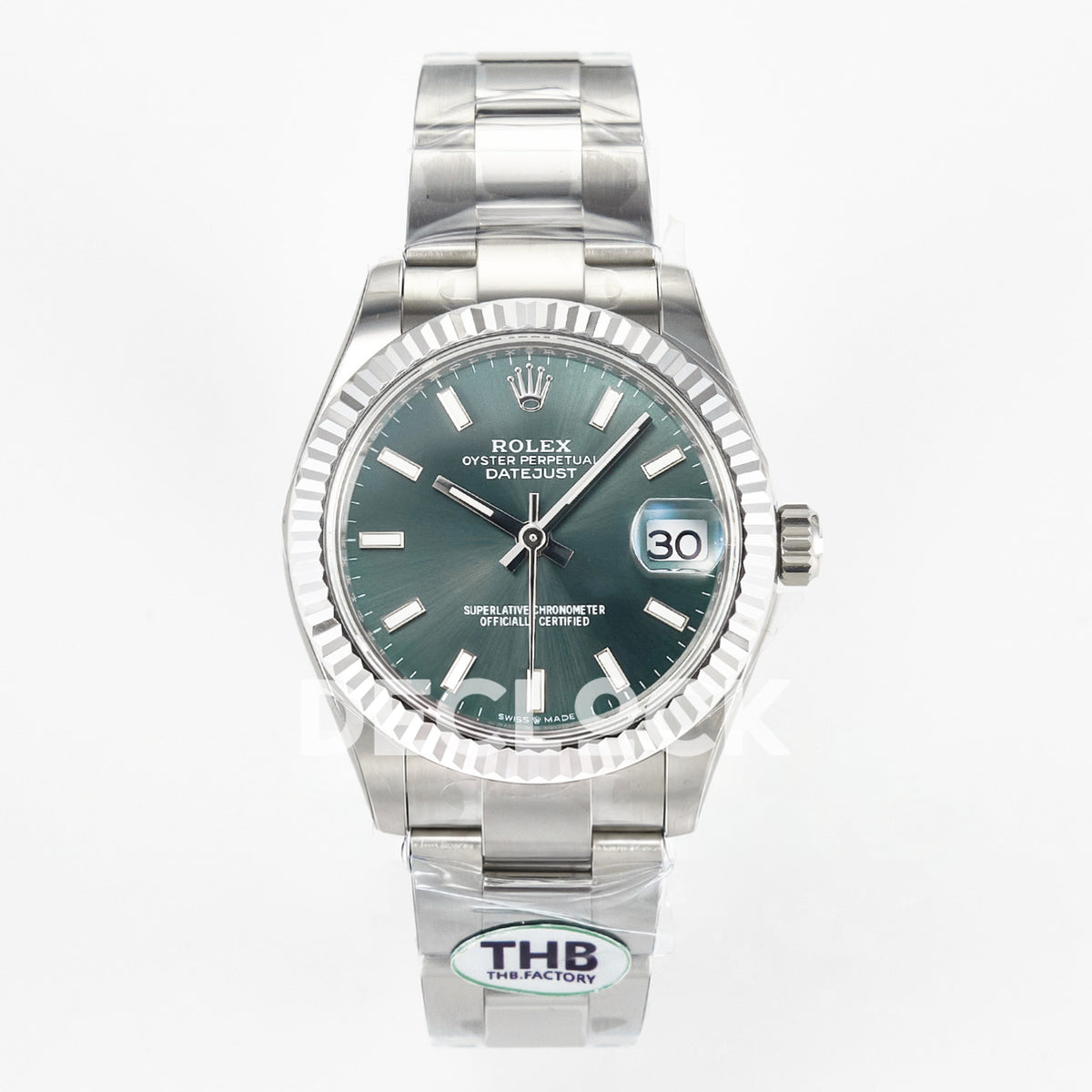 Rolex Datejust 31mm 278274 Green Baton Dial Steel Oyster THBF HZ2236 - front view