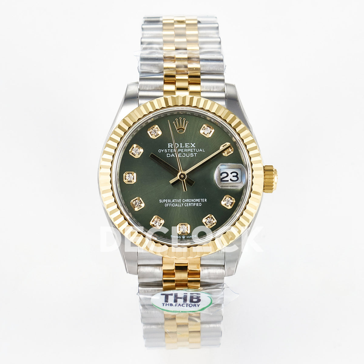 Rolex Datejust 31mm 278273 Green Gem-Set Dial Yellow Gold / Steel Jubilee THBF HZ2236 - front view