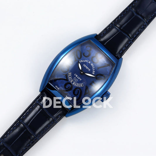 Franck Muller Crazy Hours Black Badge Blue PVD Blue Dial TWF A23J replica - dial angle left