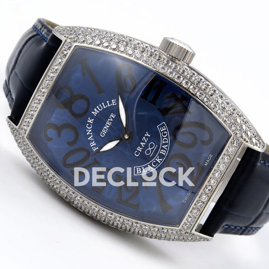 Franck Muller Crazy Hours Black Badge Steel Gems Blue Dial TWF A23J replica - three quarter