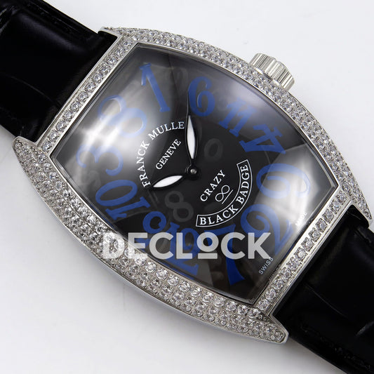 Franck Muller Crazy Hours Black Badge Steel Gems Blue Numerals TWF A23J replica - dial angle right