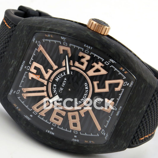 Franck Muller Vanguard Carbon Rose Gold Markers ABF replica - dial angle right