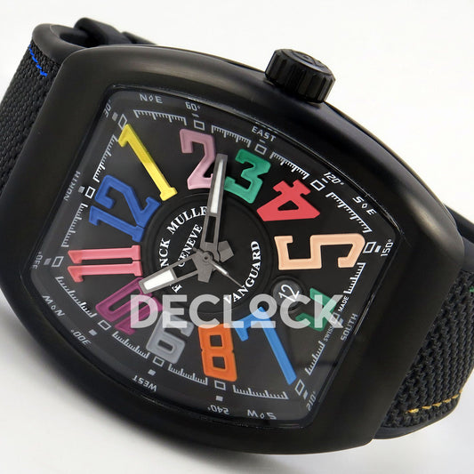 Franck Muller Vanguard Color Dreams DLC Black Nylon ABF A2824 replica - dial angle right