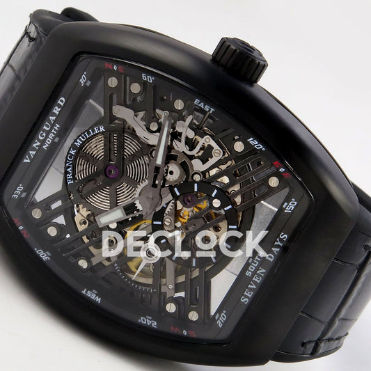 Franck Muller Vanguard Skeleton V45 DLC ABF replica - three quarter left