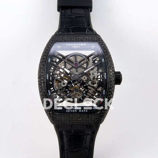 Franck Muller Vanguard Skeleton V45 DLC Black Gems ABF replica - front