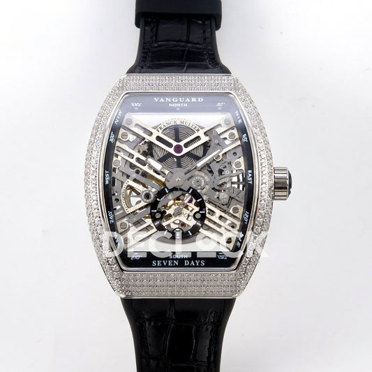 Franck Muller Vanguard Skeleton V45 Steel Gems ABF replica - front