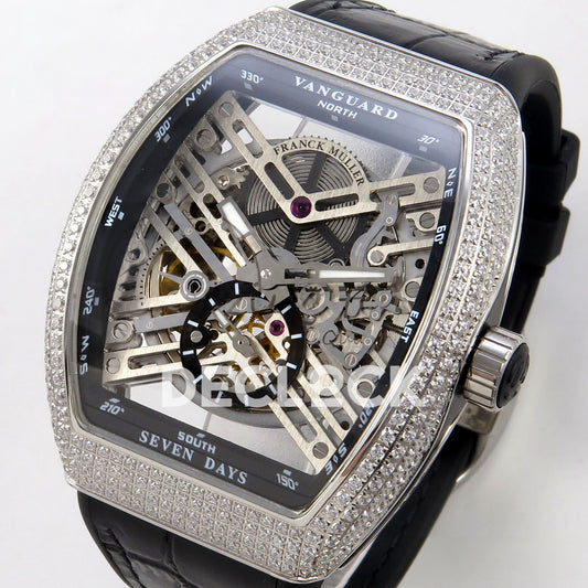 Franck Muller Vanguard Skeleton V45 Steel Gems ABF replica - dial angle
