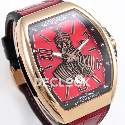 Franck Muller Vanguard Skenderbeu Rose Gold Red ABF A2824 replica - dial angle left