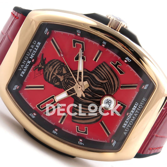 Franck Muller Vanguard Skenderbeu Rose Gold Red ABF A2824 replica - dial angle right