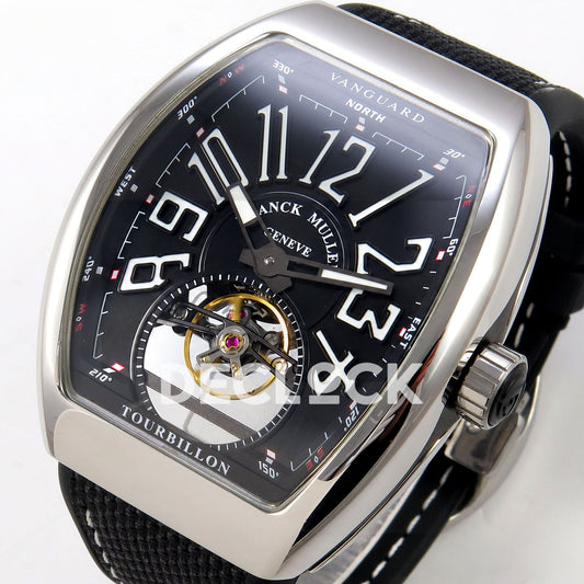Franck Muller Vanguard V45 Tourbillon Style Steel Black Nylon ABF replica - dial angle