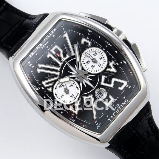 Franck Muller Vanguard Yachting Chrono Steel Black ABF A7750 replica - dial angle right