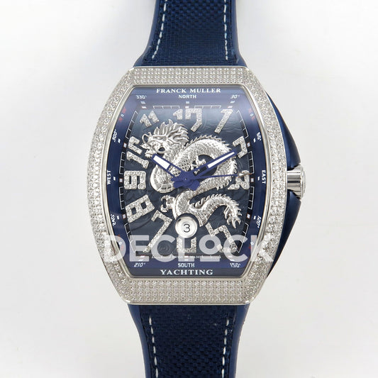 Franck Muller Vanguard Yachting Dragon King Blue Purple Gems ABF A2824 replica - front