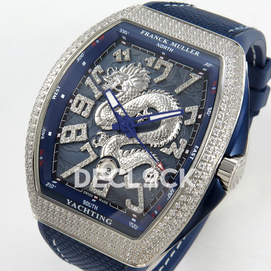 Franck Muller Vanguard Yachting Dragon King Blue Purple Gems ABF A2824 replica - three quarter