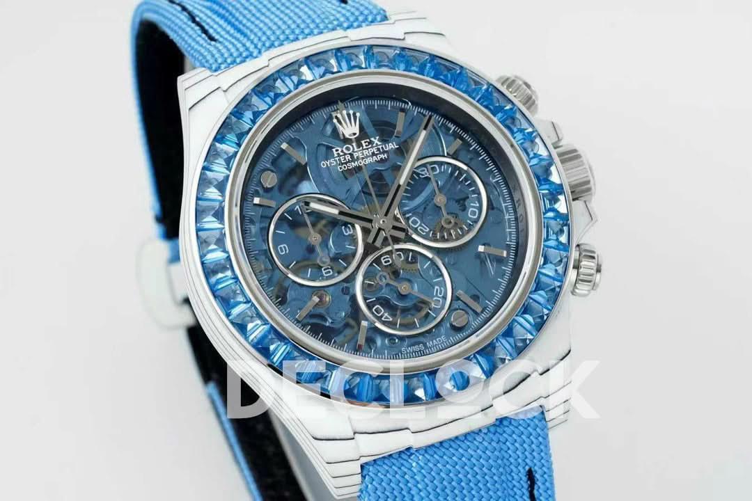 Replica Declock Daytona Diw Paved Diamond Bezel Blue | Declock.