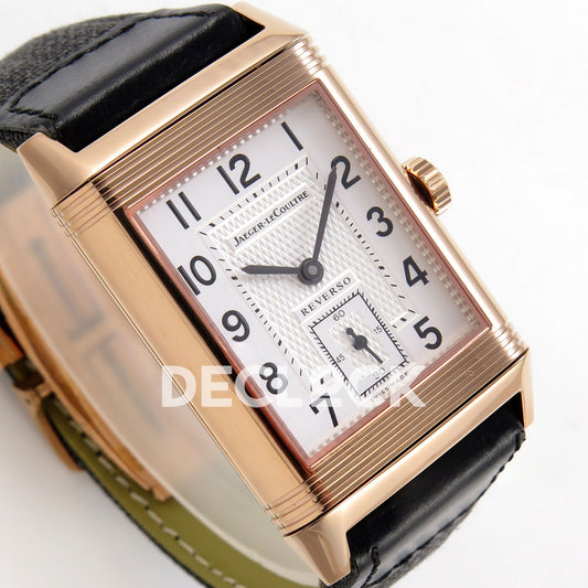 Jaeger-LeCoultre Reverso Classic JJF white Arabic rose-gold replica - angled dial view