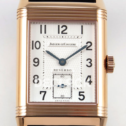 Jaeger-LeCoultre Reverso Classic JJF white blue hands rose-gold replica - dial detail view