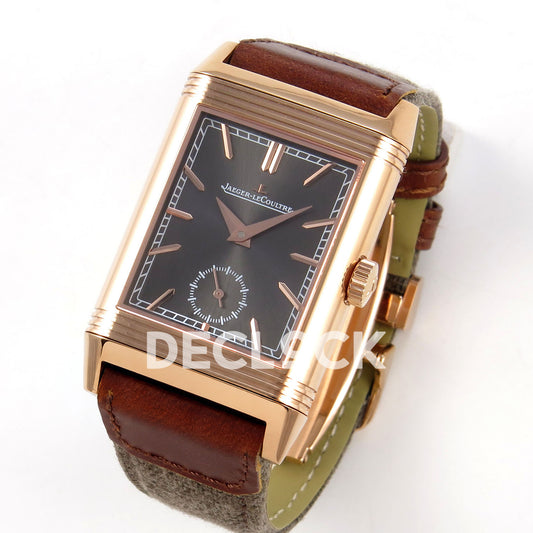 Jaeger-LeCoultre Reverso Tribute JJF gray rose-gold replica - angled front view