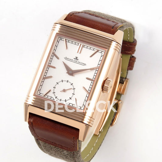 Jaeger-LeCoultre Reverso Tribute JJF white rose-gold replica - angled front view