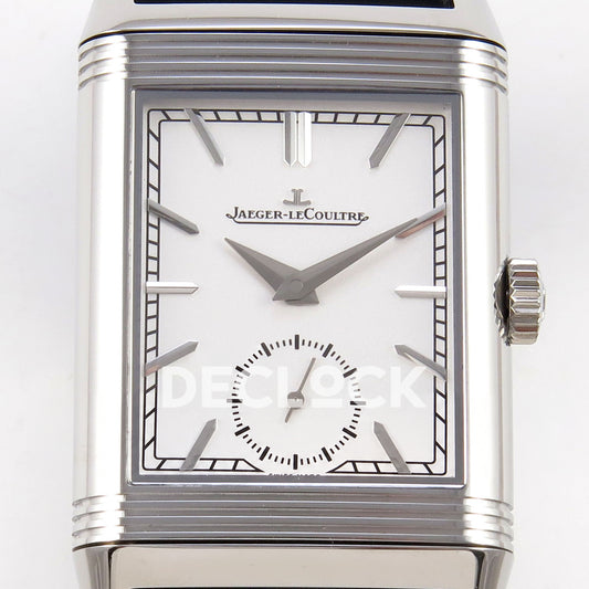 Jaeger-LeCoultre Reverso Tribute Duoface JJF white steel replica - dial detail view