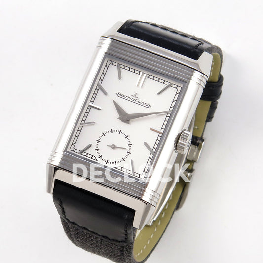 Jaeger-LeCoultre Reverso Tribute Duoface JJF white steel replica - angled front view