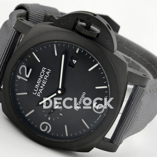 Panerai Luminor BiTempo New York PAM01467 Grey Ombre DLC Nylon VSF P9010 GMT replica - dial angle right