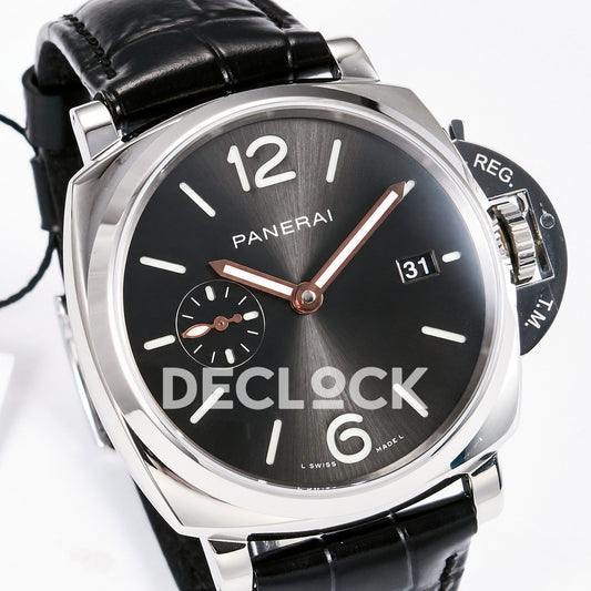 Panerai Luminor Due PAM01250 Anthracite Dial Black Leather VSF P900 replica - dial angle left