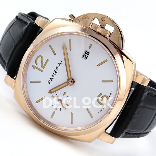 Panerai Luminor Due PAM01336 White Black Leather VSF P900 replica - dial angle right