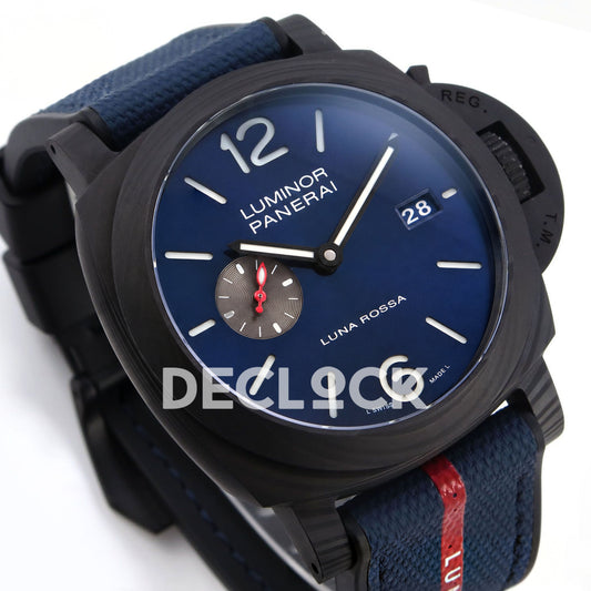 Panerai Luminor Marina Carbotech Luna Rossa PAM01529 Blue Fabric VSF P9010 Updated replica - dial angle left