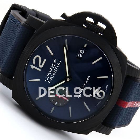 Panerai Luminor Marina Carbotech Luna Rossa PAM01529 Blue Fabric VSF P9010 Updated replica - dial angle right