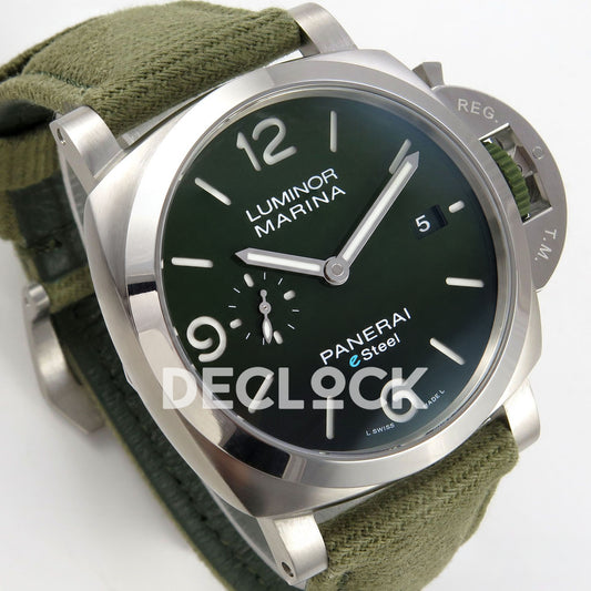 Panerai Luminor Marina Verde Smeraldo PAM01356 Green Nylon VSF P9010 Updated replica - dial angle left