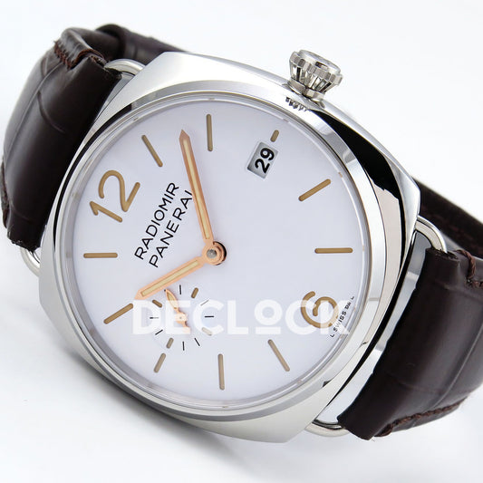 Panerai Radiomir Quaranta PAM01292 White Dial Brown Leather VSF P900 replica - full watch angle