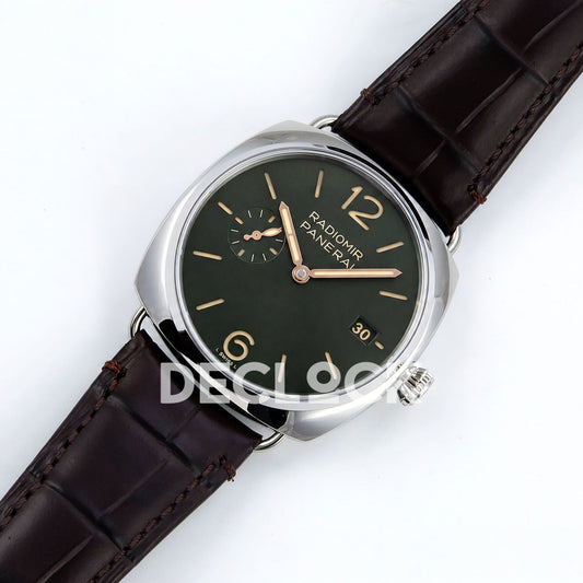 Panerai Radiomir Quaranta PAM01386 Green Dial Brown Leather VSF P900 replica - dial angle left
