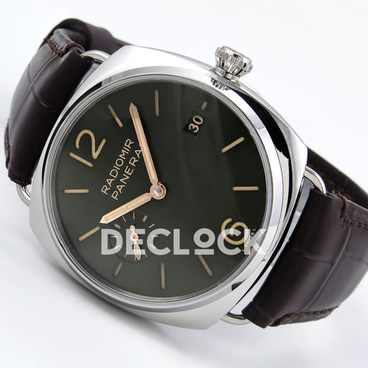 Panerai Radiomir Quaranta PAM01386 Green Dial Brown Leather VSF P900 replica - full watch angle