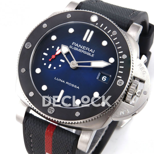 Panerai Submersible Luna Rossa PAM01565 Blue Dial VSF P900 replica - full watch angle