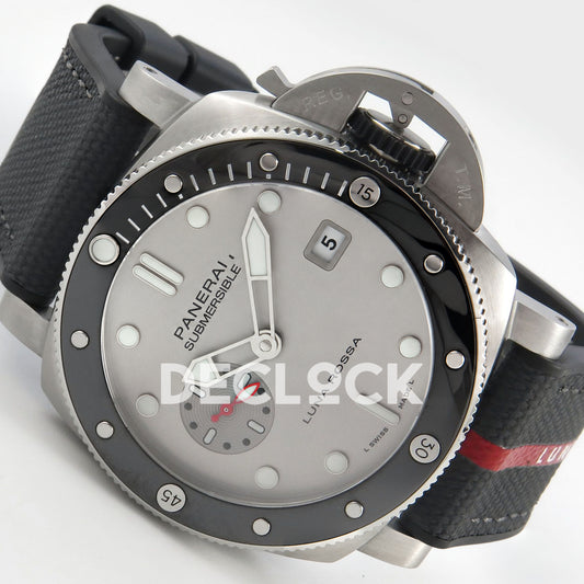 Panerai Submersible QuarantaQuattro Luna Rossa PAM01681 Silver Dial VSF P900 replica - dial angle right