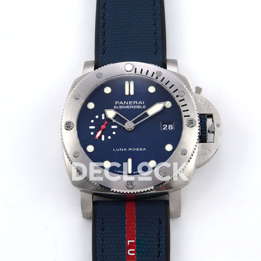 Panerai Submersible QuarantaQuattro Luna Rossa PAM01391 Blue Fabric VSF P900 replica - front