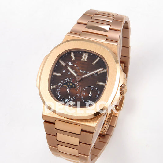 Patek Philippe Nautilus 5712/1R-001 UMI Brown Dial Rose Gold PP240 Free Sprung replica - three quarter