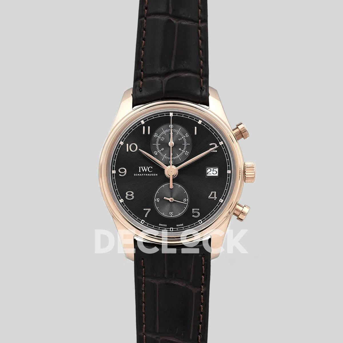 Replica IWC Portugieser Chronograph Classic IW3903 Blue Dial in Rose Gold | Declock.