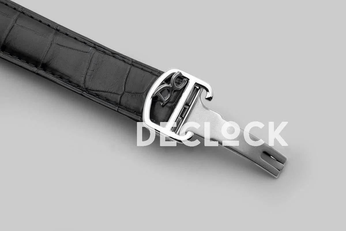 Replica Cartier Ballon Bleu De Cartier 42mm White Dial in Steel on Black Leather Strap | Declock.