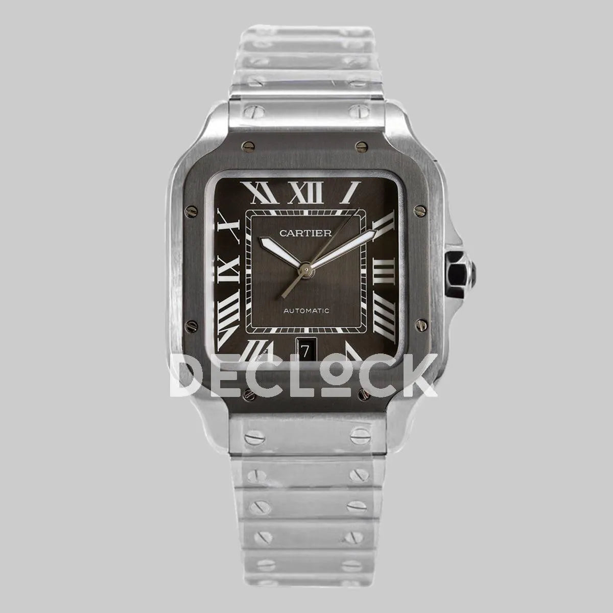 Replica Cartier Santos de Cartier 40mm Gray Dial in Steel PVD