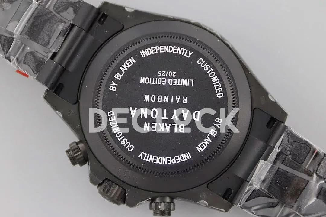 Replica Rolex Daytona Blaken Purple Diamond Bezel in Black Dial | Declock.