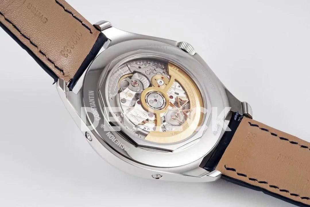Replica Vacheron Constantin Fiftysix Complete Calendar on Steel Blue Dial on Blue Leather Strap | Declock.