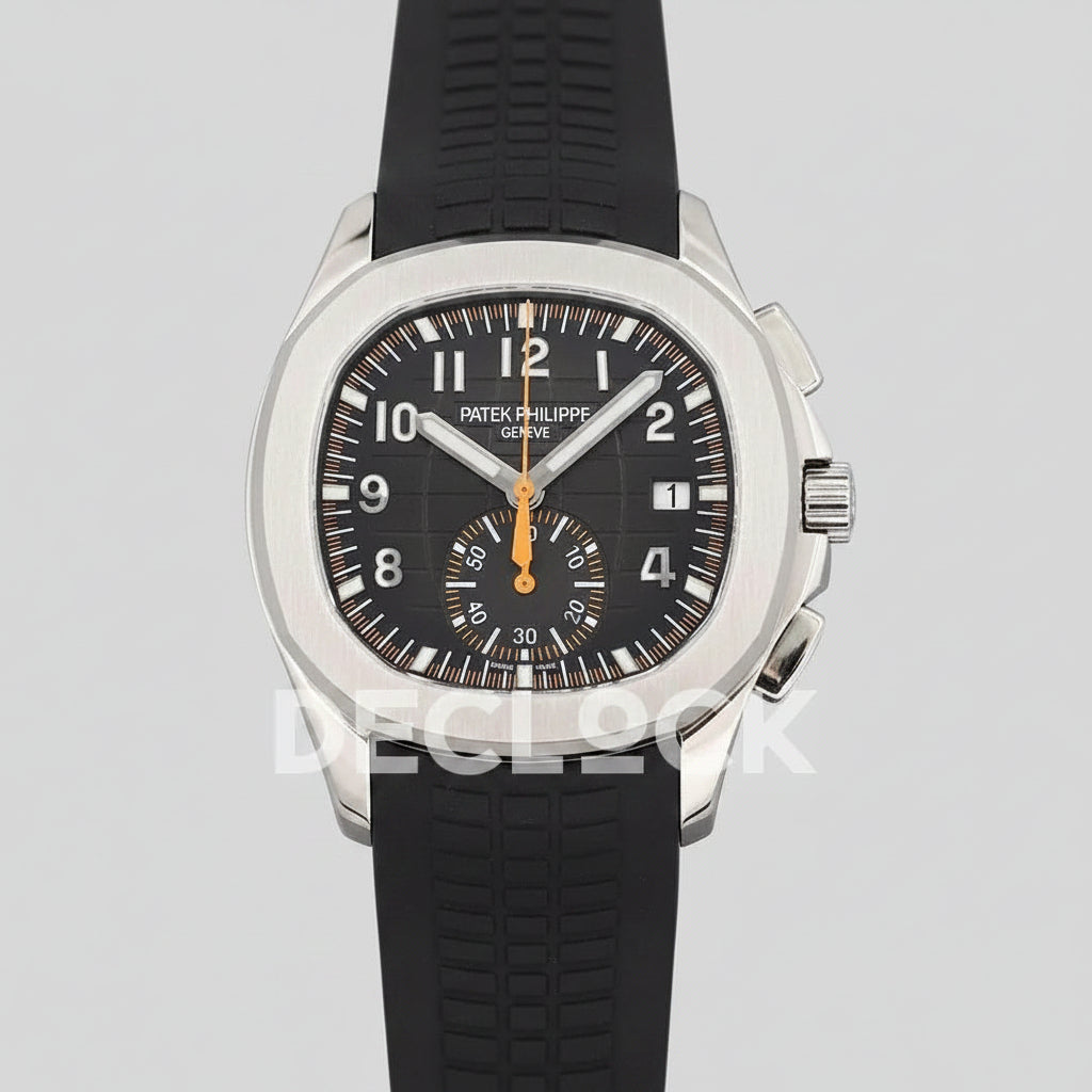 Patek Philippe Aquanaut 5968 SS Gray Dial on Black Rubber Strap Replica Watch