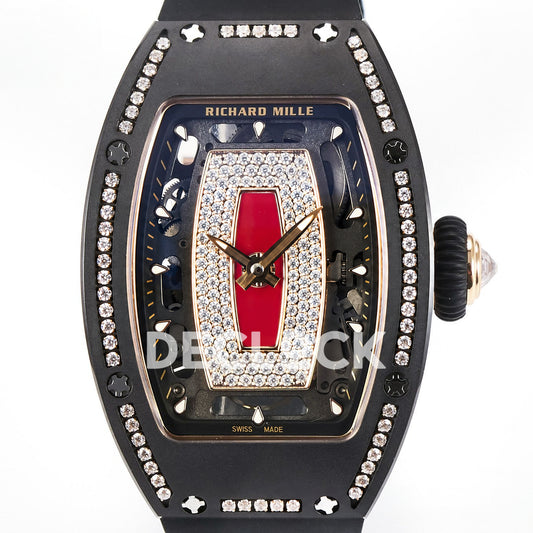 Richard Mille RM07-01 Black Ceramic Gem-Set Red Dial EF CRMA2 replica - dial front