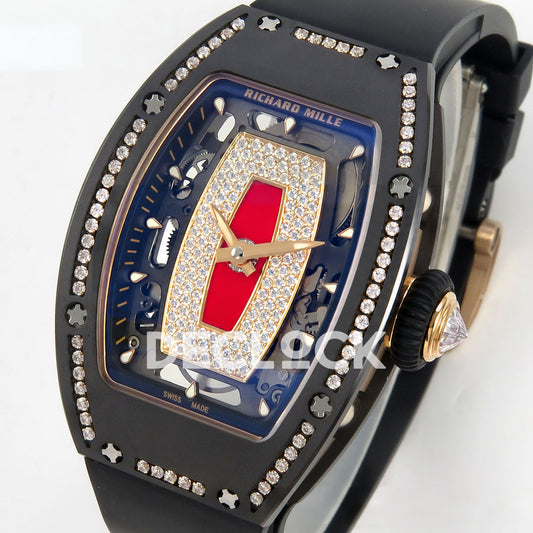 Richard Mille RM07-01 Black Ceramic Gem-Set Red Dial ZF CRMA2 replica - dial angle right