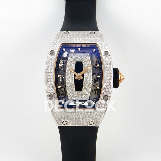 Richard Mille RM07-01 Full Pave Steel Black Dial Black Rubber ZF CRMA2 replica - front