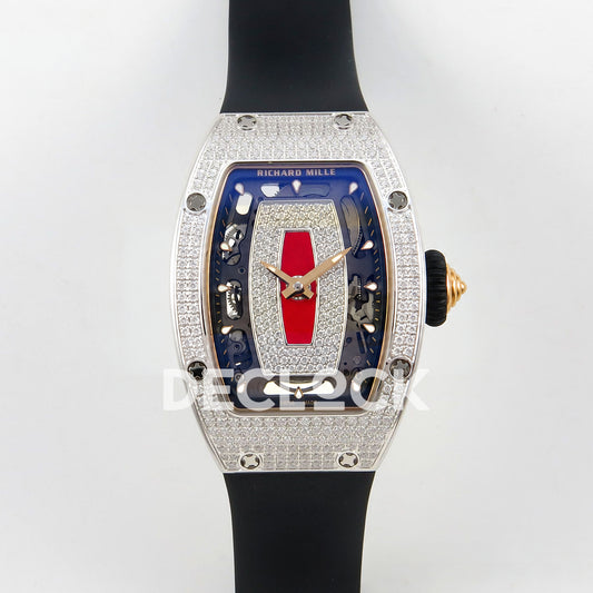 Richard Mille RM07-01 Full Pave Steel Red Dial Black Rubber ZF CRMA2 replica - front